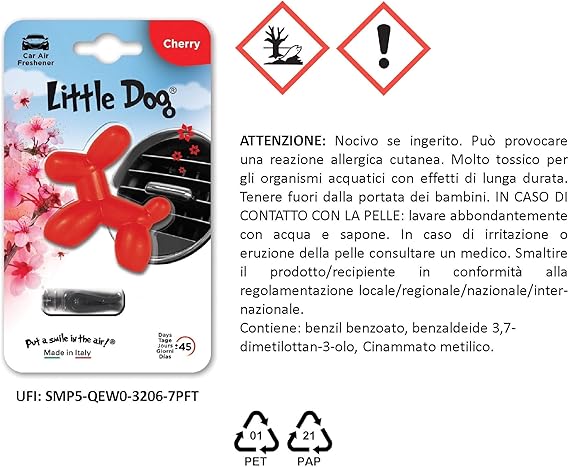 Little Joe Little Dog Gel Air Freshener Cherry Scent for Car Air Vent. Long-lasting, up to 45 days