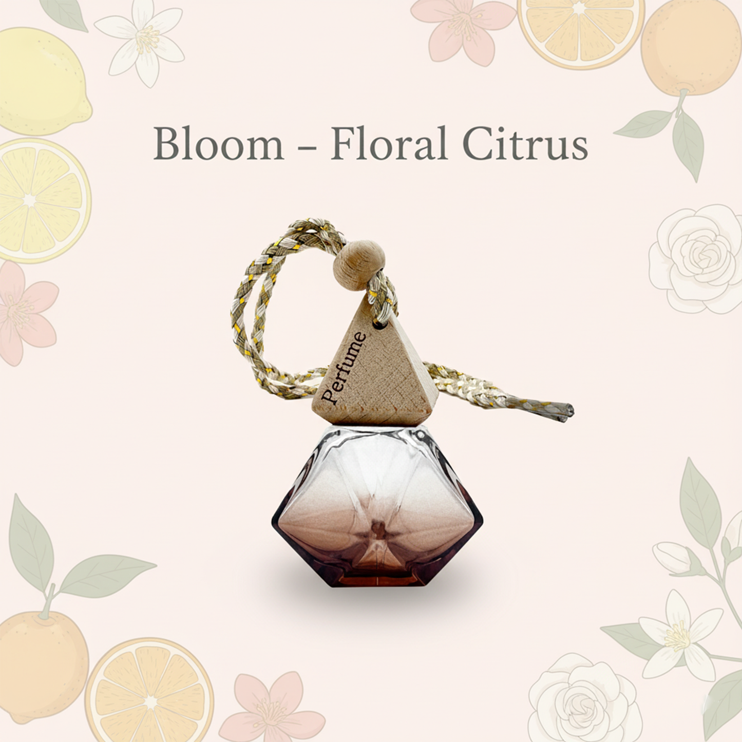 Clear glass jar with yellow rubber bands and a rope handle against a blurred floral background