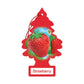 Red strawberry-scented air freshener on a white background